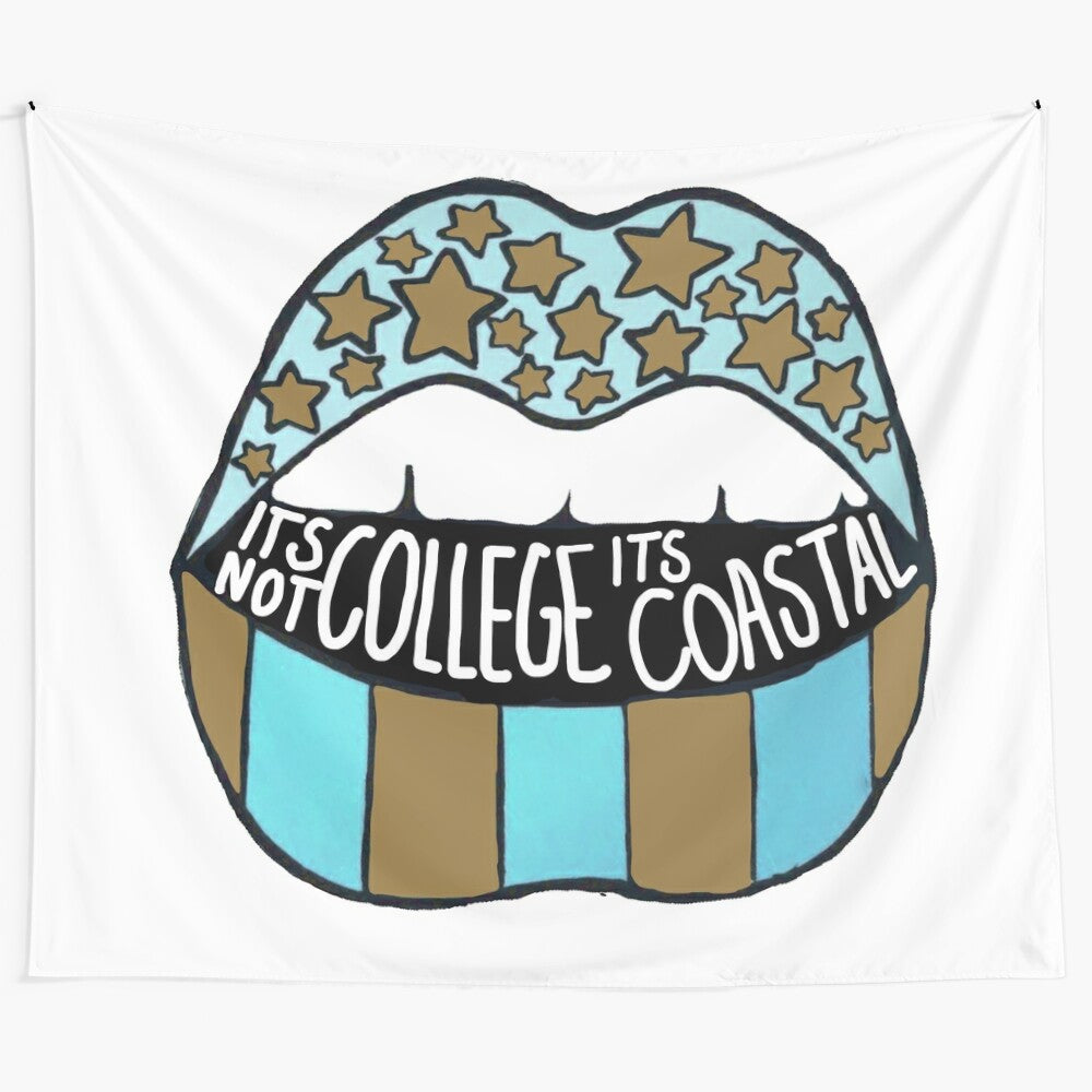 Coastal-inspired stars and stripes lips tapestry