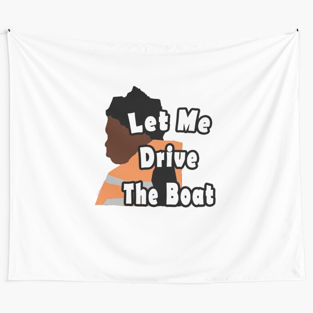 Kodak Black meme tapestry featuring the rapper as a boat driver