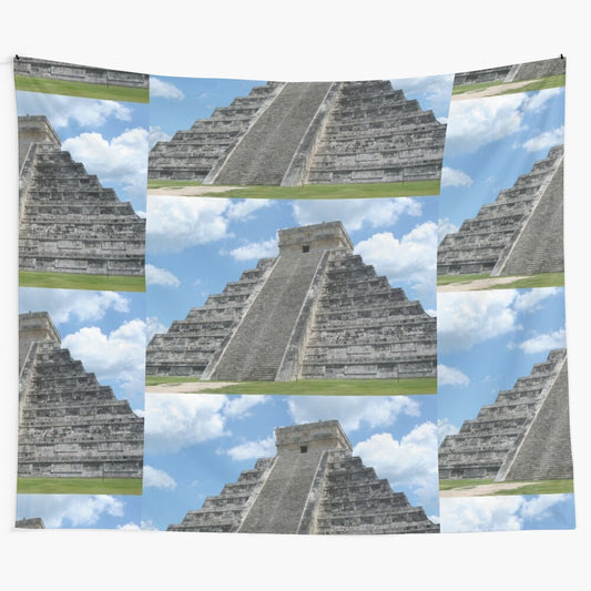 Maya pyramids tapestry featuring famous ancient architectural landmark