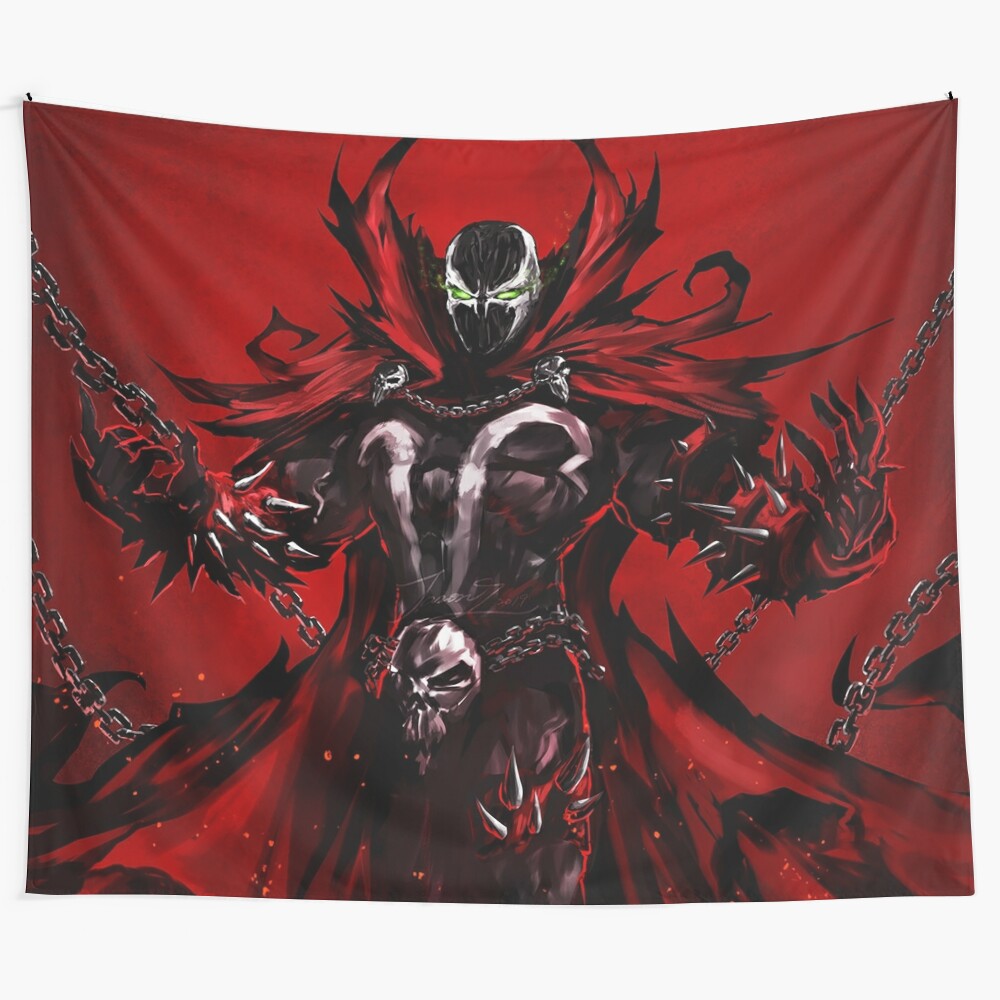 Red monster tapestry featuring a hellspawn character