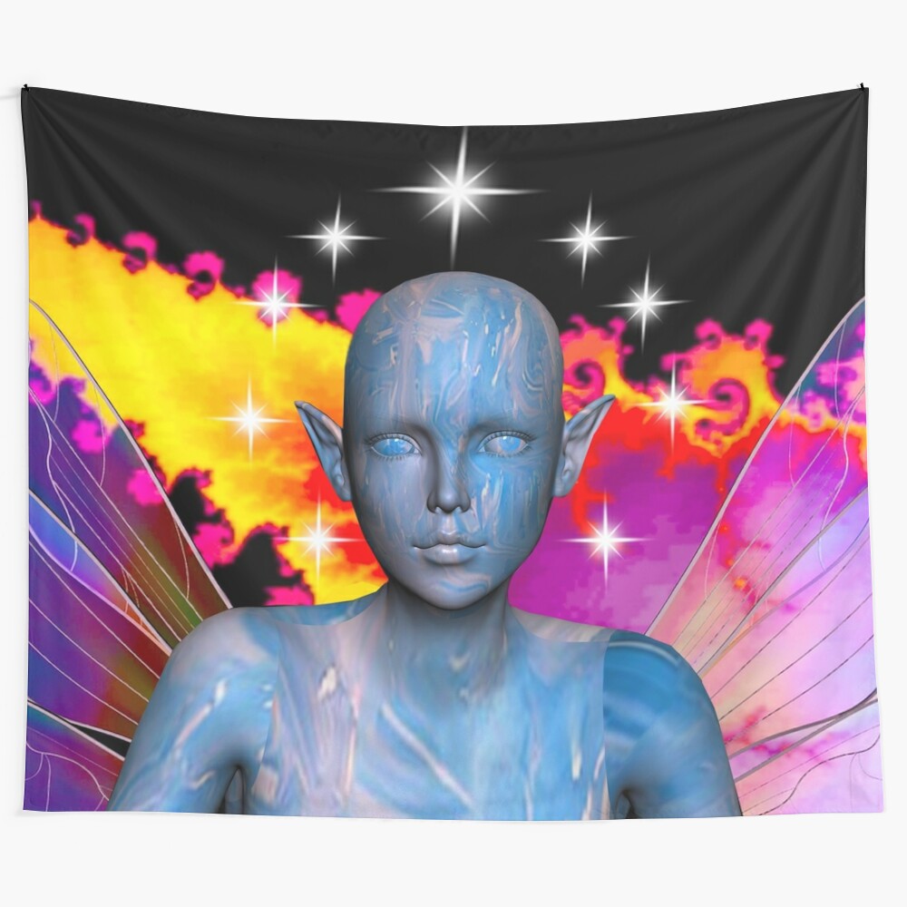 Colorful star fairy tapestry with a whimsical, dreamlike design