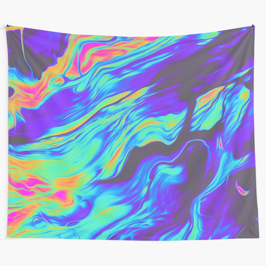 Vibrant abstract tapestry with psychedelic gradient wave pattern