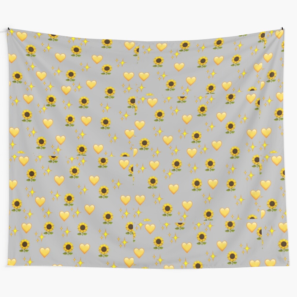 Sunflower design wall tapestry with vibrant yellow and red colors