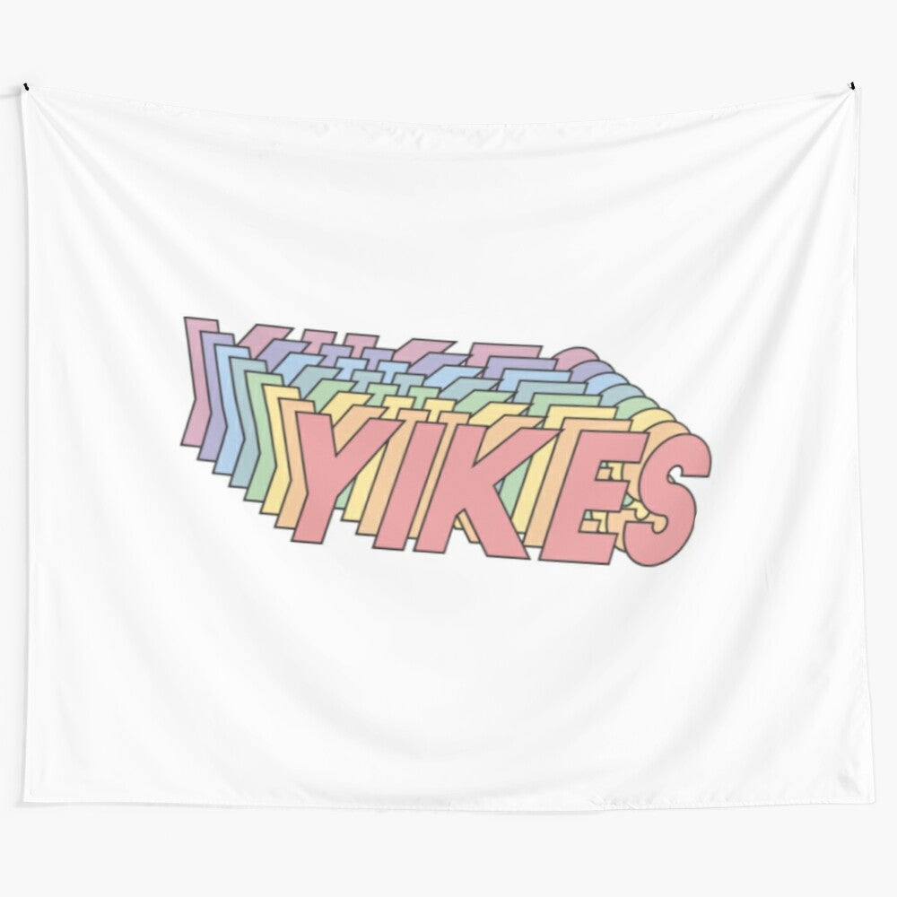 Colorful and Trendy Yikes Sticker Tapestry