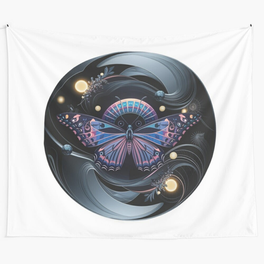 Vibrant butterfly tapestry showcasing a stunning cosmic landscape