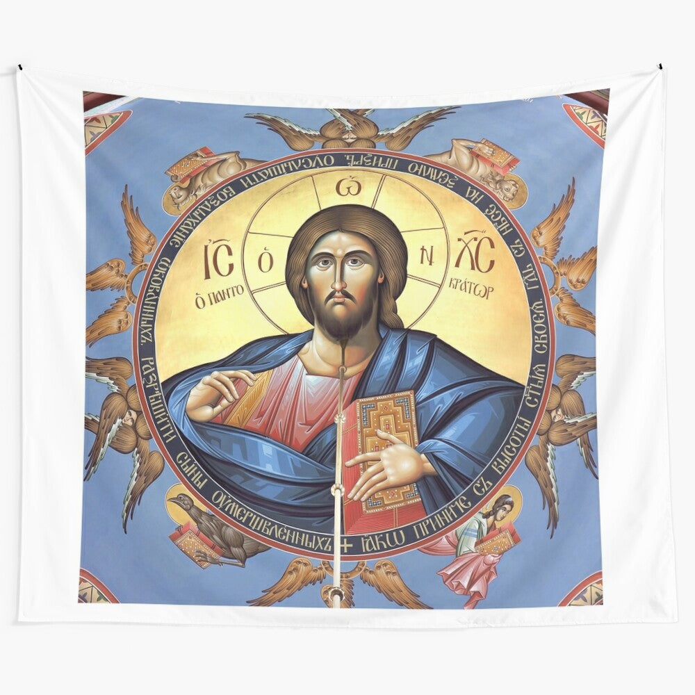 Orthodox Church Tapestry Depicting Christ Pantocrator