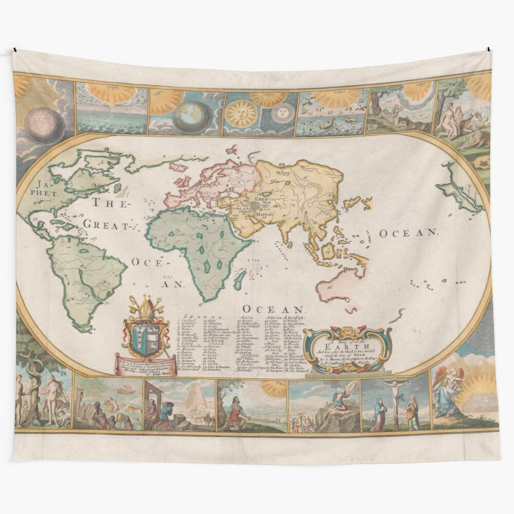 Vintage 1681 World Map Tapestry - Antique Cartography Art