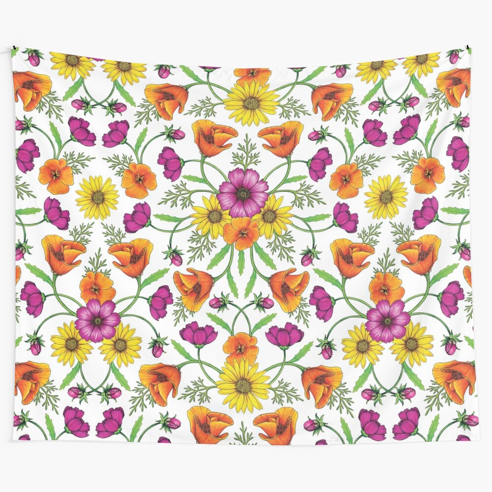 Colorful and Cheerful Spring Wildflower Garden Tapestry