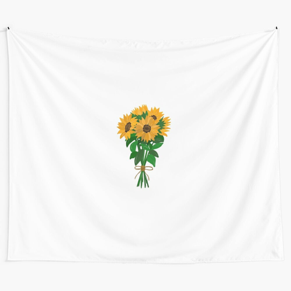 Colorful bouquet of sunflowers tapestry for home decor