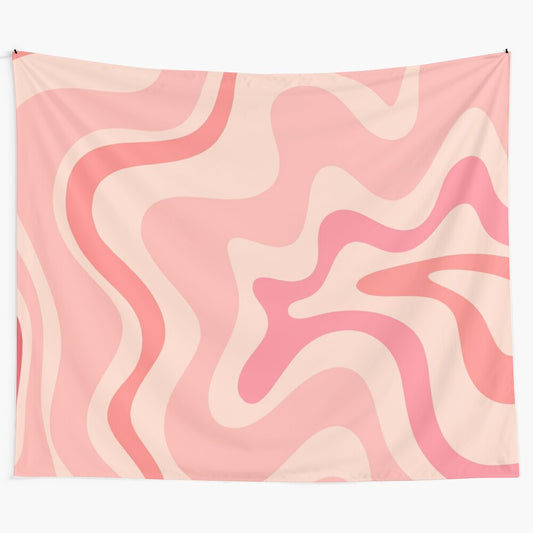 Soft blush pink contemporary abstract geometric tapestry wall hanging