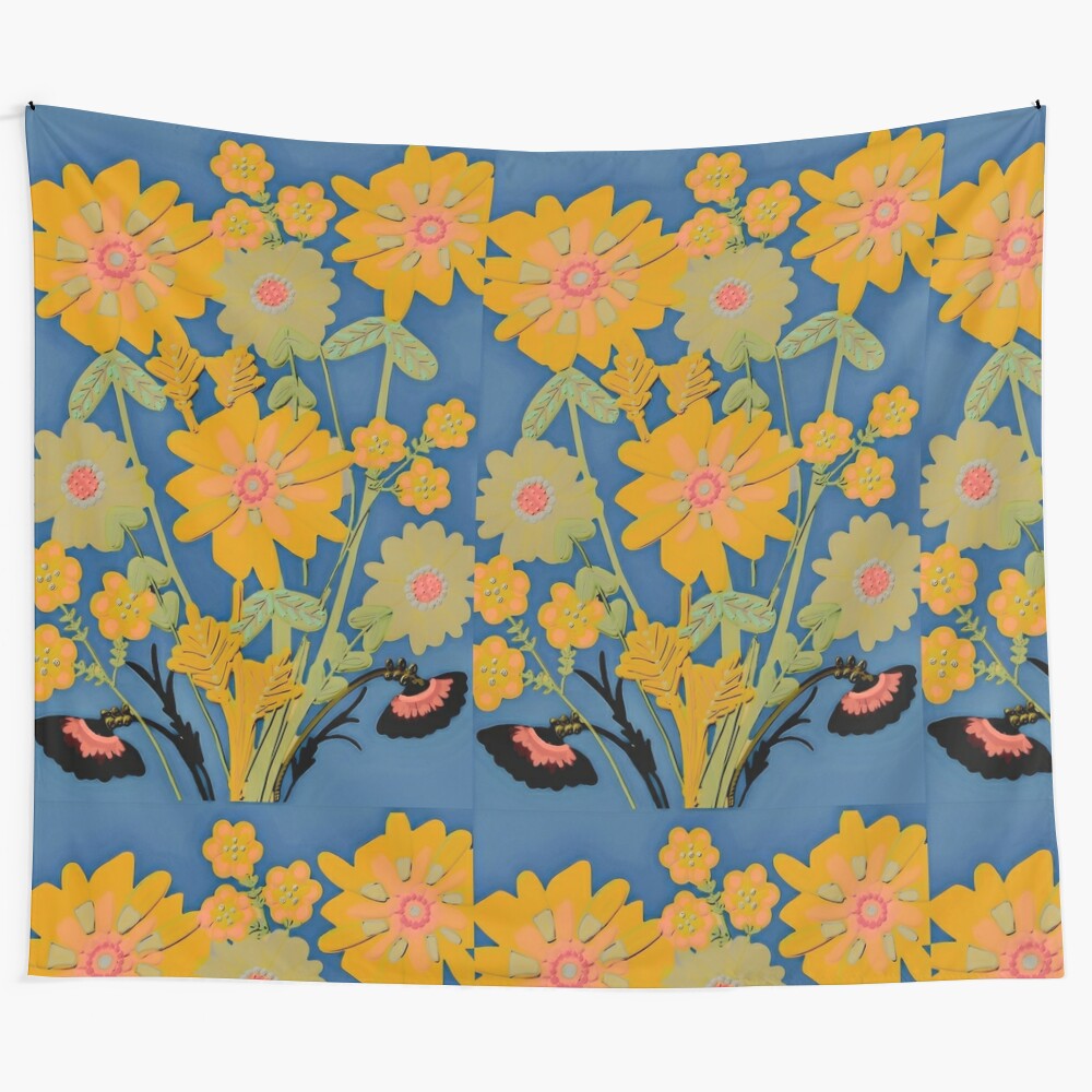 Mellow floral tapestry with botanical elements