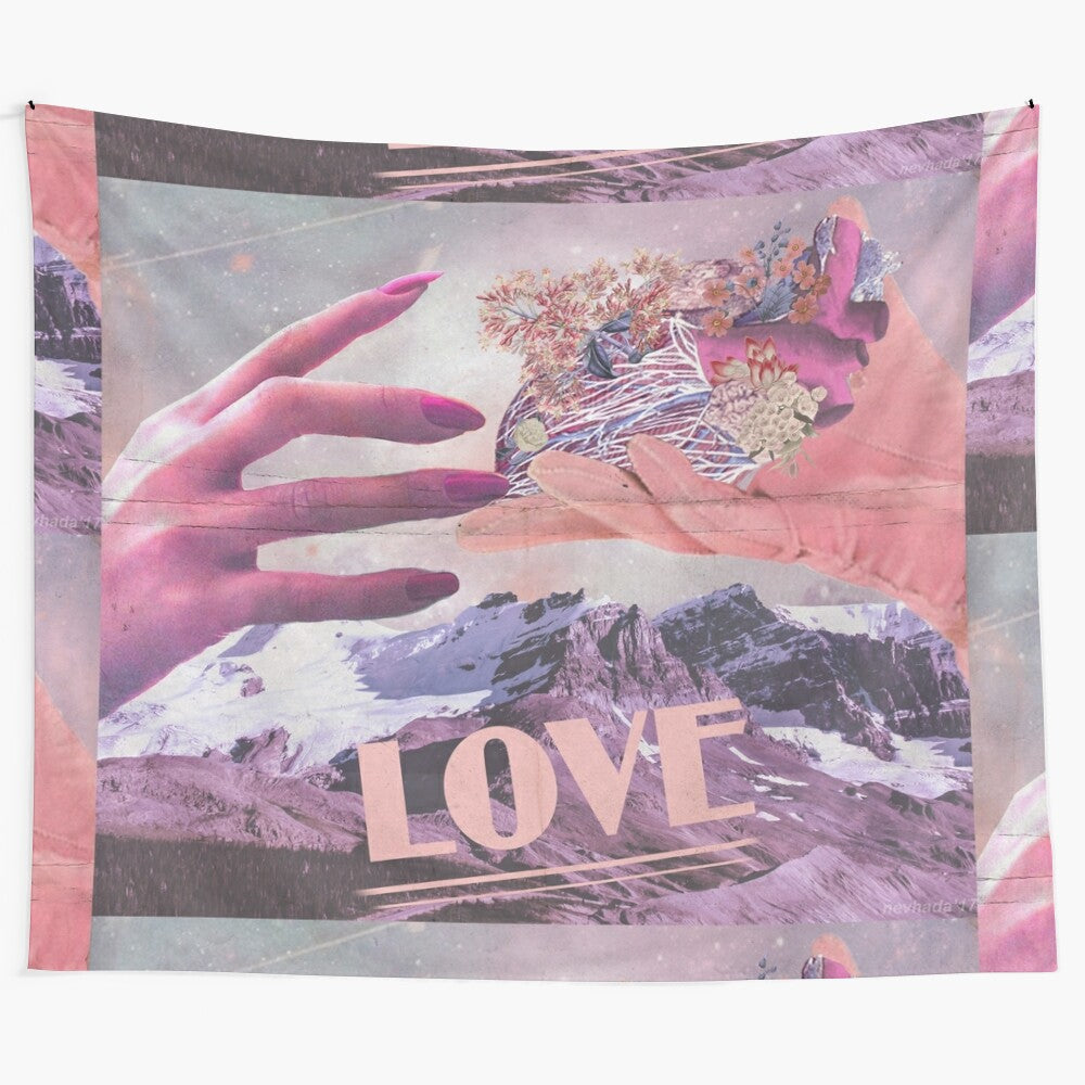 Lana Del Rey inspired tapestry featuring a dreamy galaxy and floral design