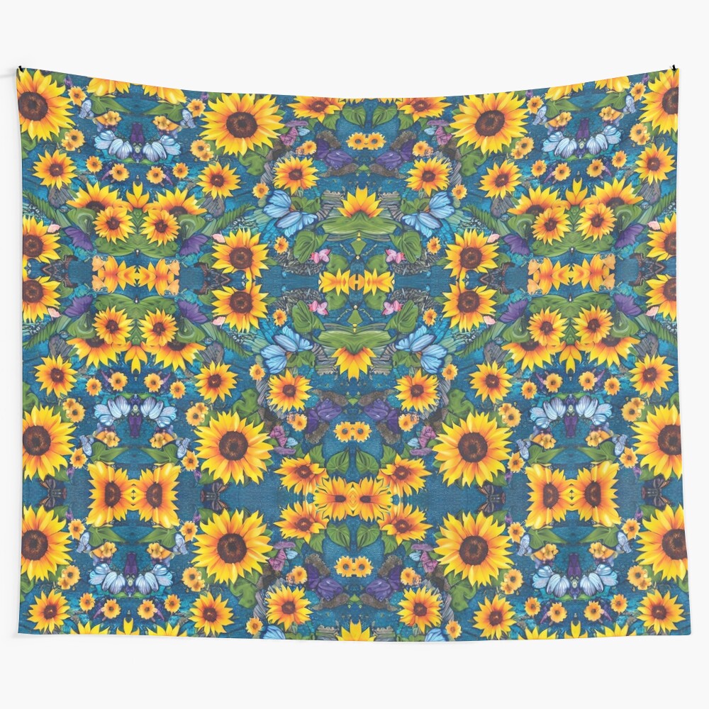 Sunflowers and butterflies pattern tapestry for home decor