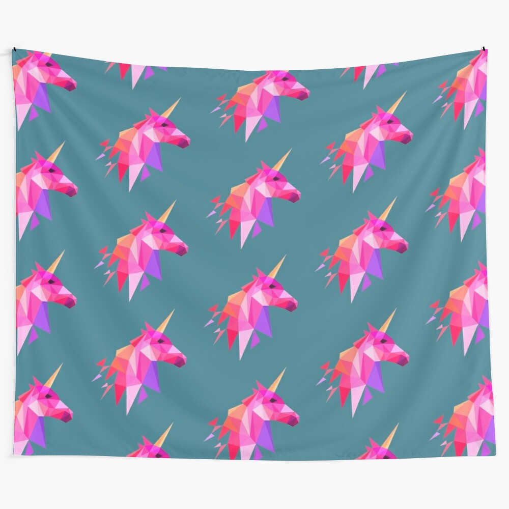 Colorful tapestry featuring a whimsical unicorn design