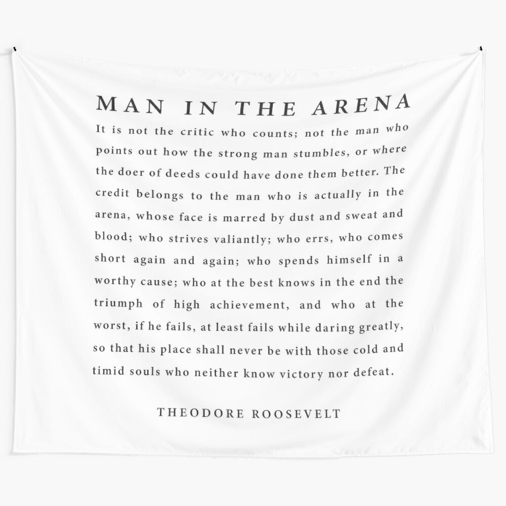 Minimalist "The Man in the Arena" Theodore Roosevelt Tapestry