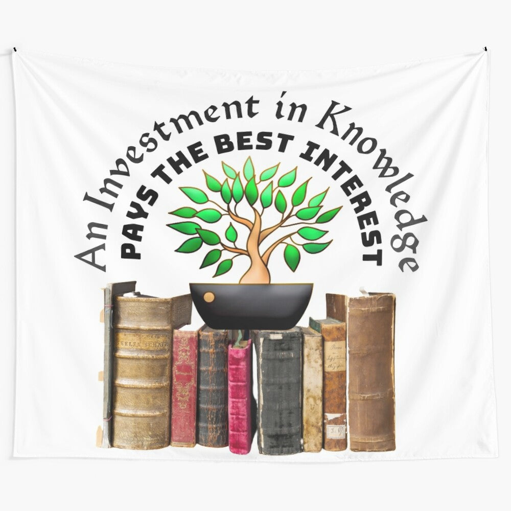 Inspiring Educational Tapestry with Tree and Quotes