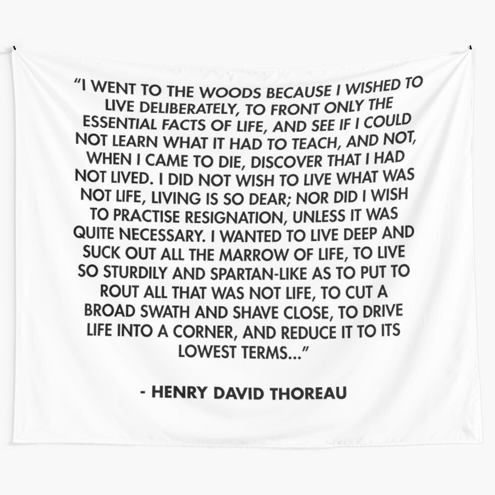 Henry David Thoreau inspired motivational tapestry featuring nature imagery