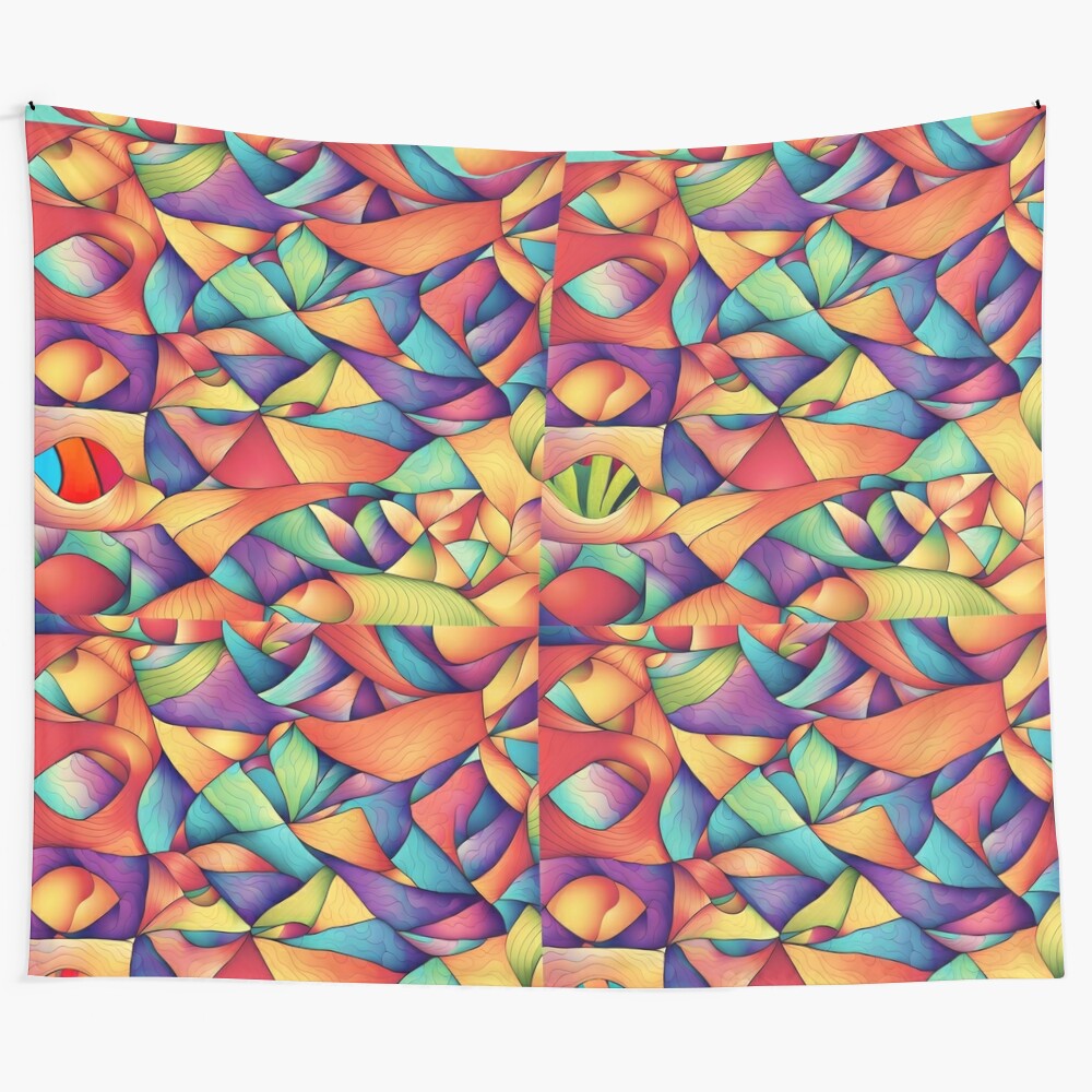 Psychedelic ocean tapestry featuring abstract and surreal patterns