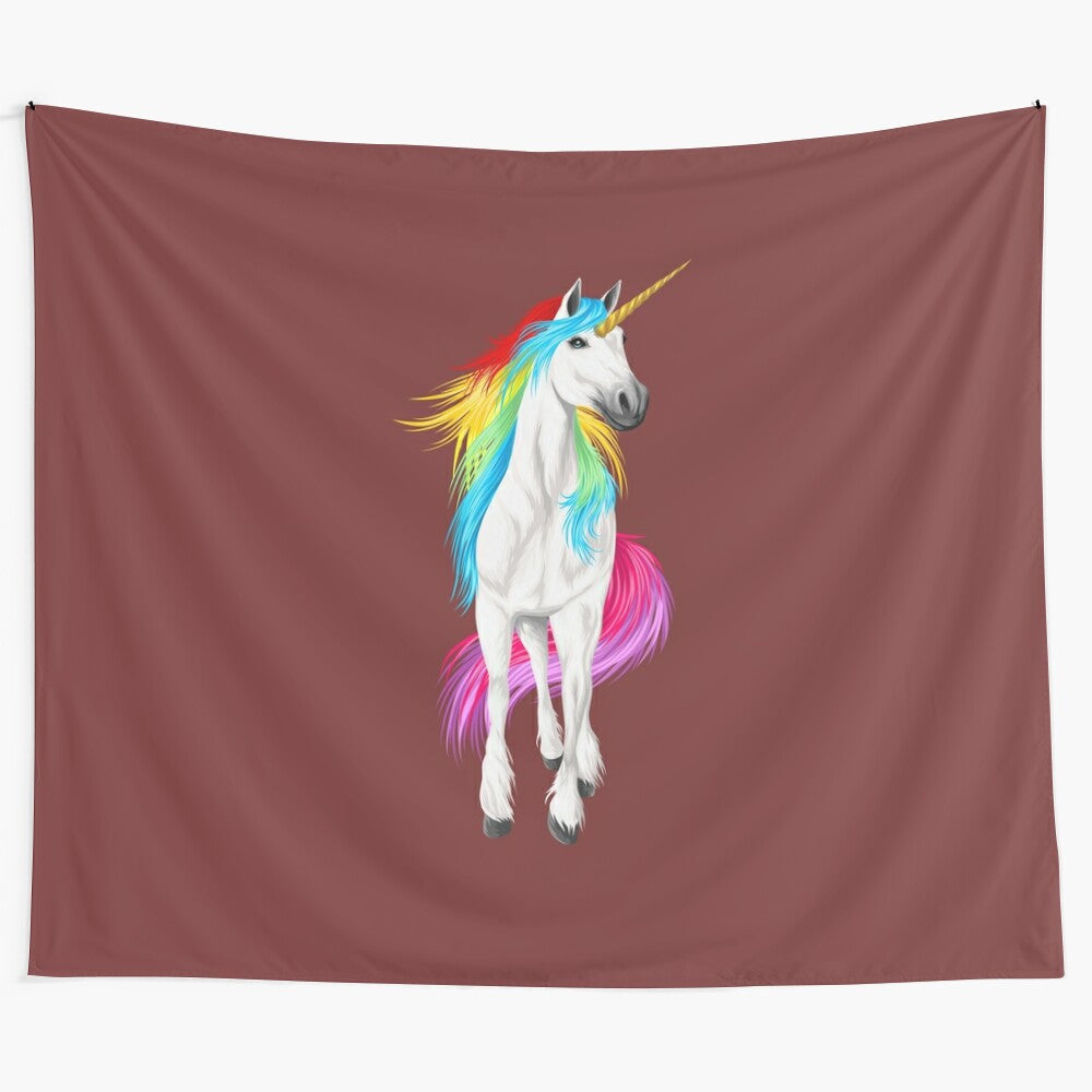 Colorful unicorn tapestry with magical illustration