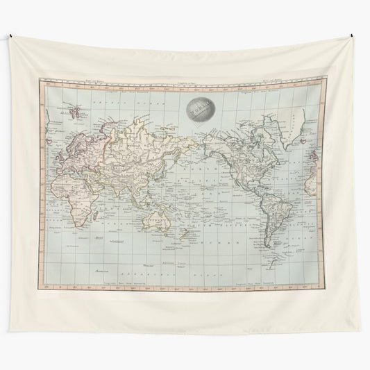 Vintage 1845 Old World Map Tapestry