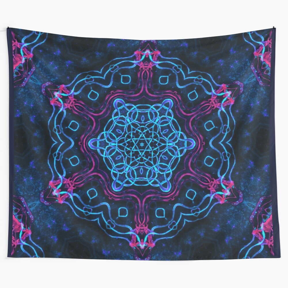 Colorful mandala tapestry with moving energy and transcendent symbolism