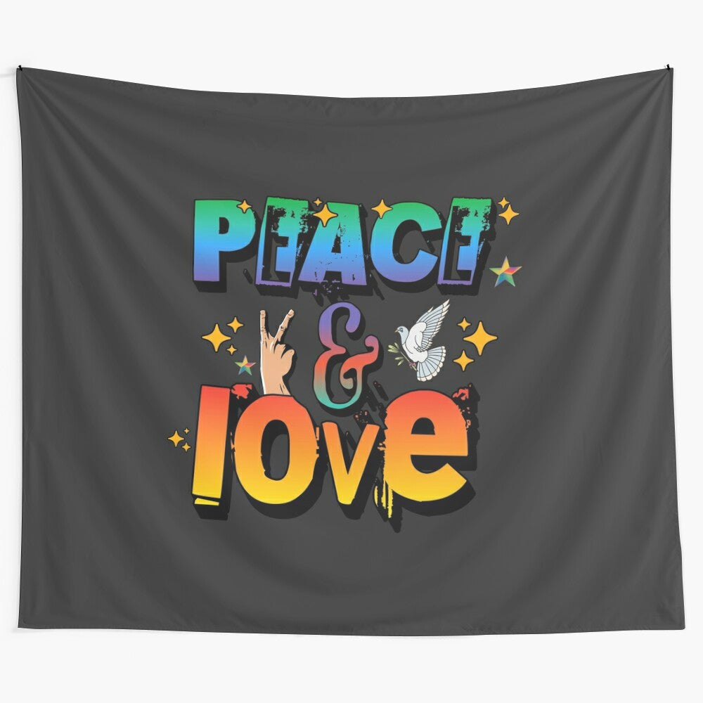 Retro "Peace & Love" Positive Affirmation Tapestry