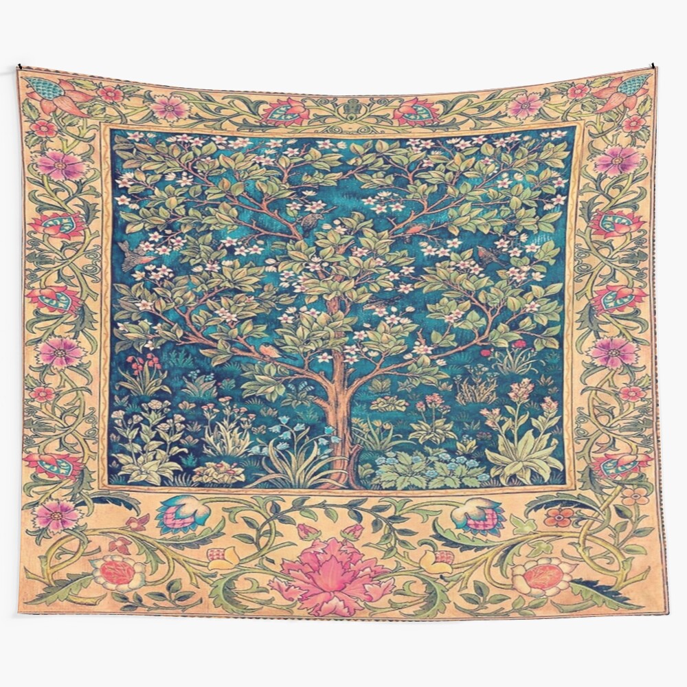 Vintage botanical tree of life tapestry by William Morris