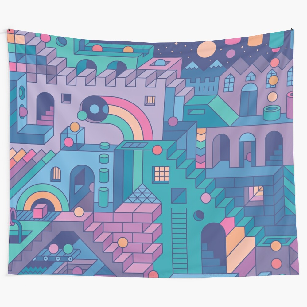 Losing My Marbles geometric tapestry with a surreal, dreamy, and psychedelic design