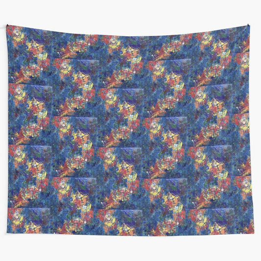 Spatial chaos tapestry with vibrant abstract cosmic design