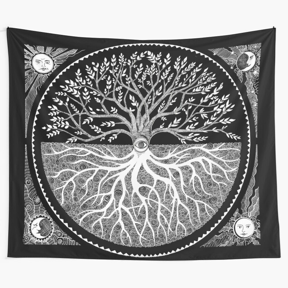 Druid Tree of Life Tapestry - Mystical Celtic Pagan Wall Hanging