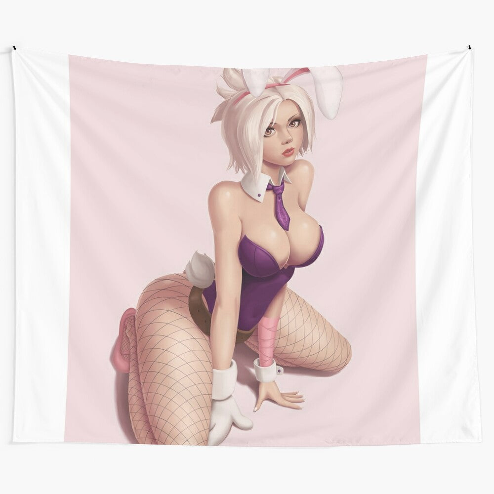 Riven tapestry featuring a beautiful anime-style fox girl character