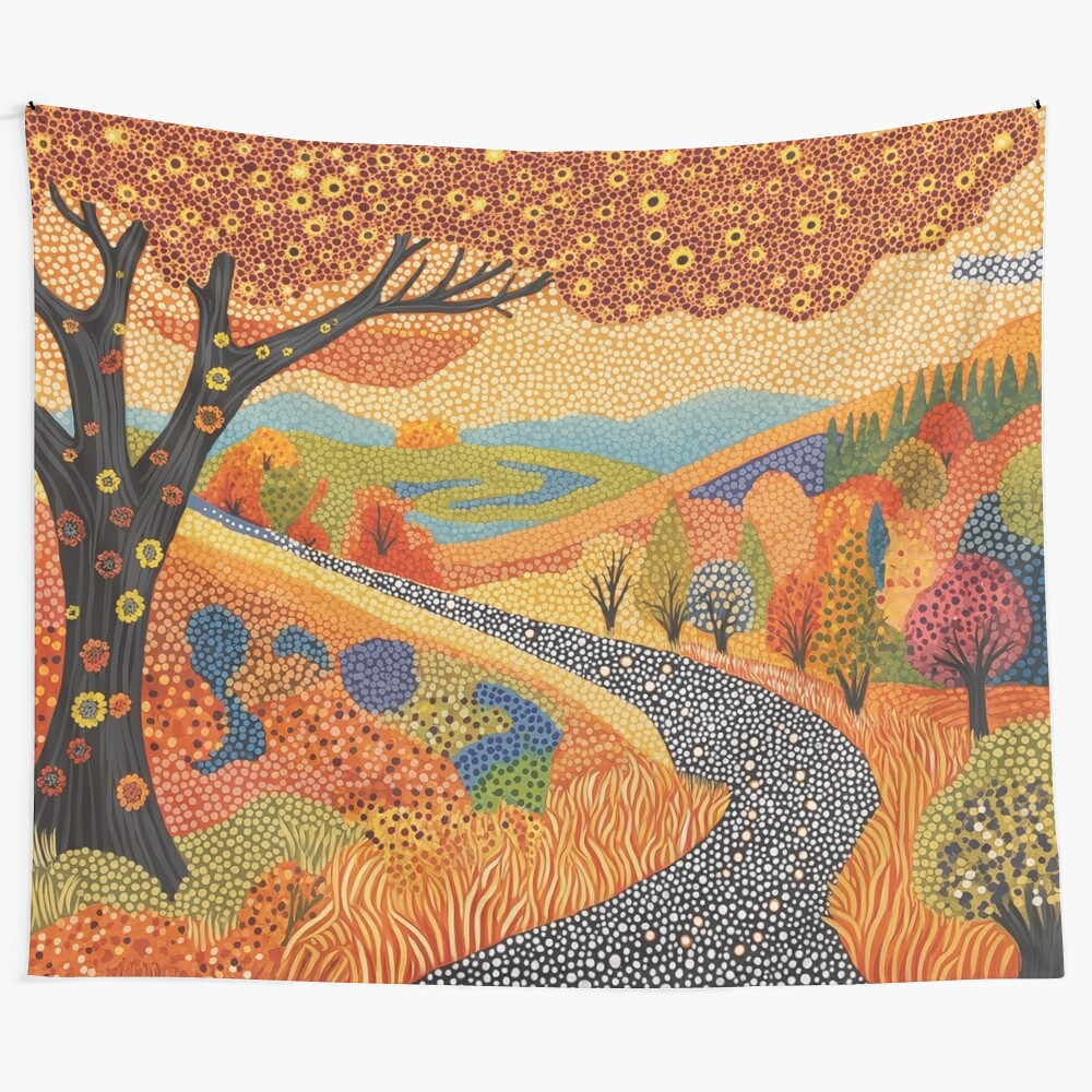 Autumn Floral Folk Art Tapestry