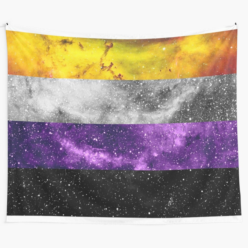 Nonbinary galaxy tapestry with cosmic, spiritual, and psychedelic design