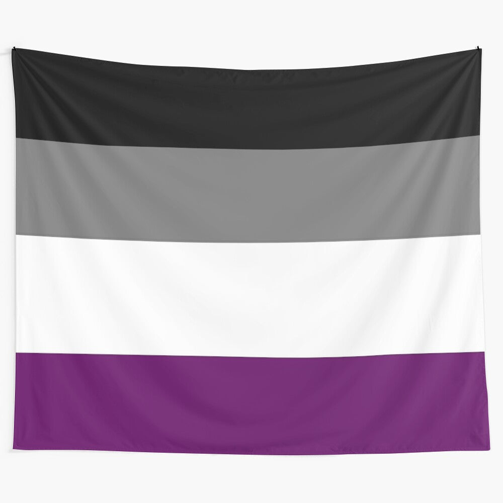 Colorful asexual pride flag tapestry with the asexual symbol