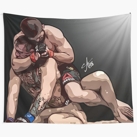 Khabib Nurmagomedov inspired tapestry featuring a quote and UFC imagery