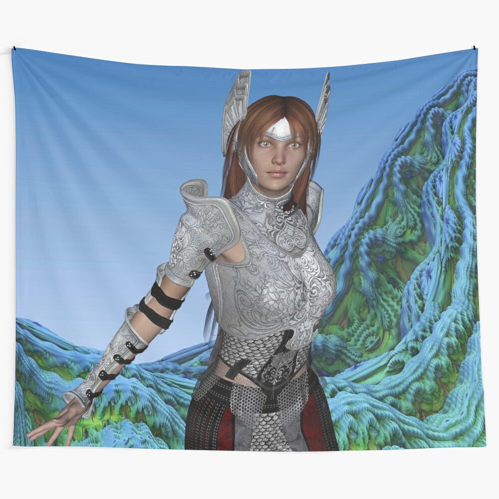 Amazonian queen tapestry with vibrant fantasy design