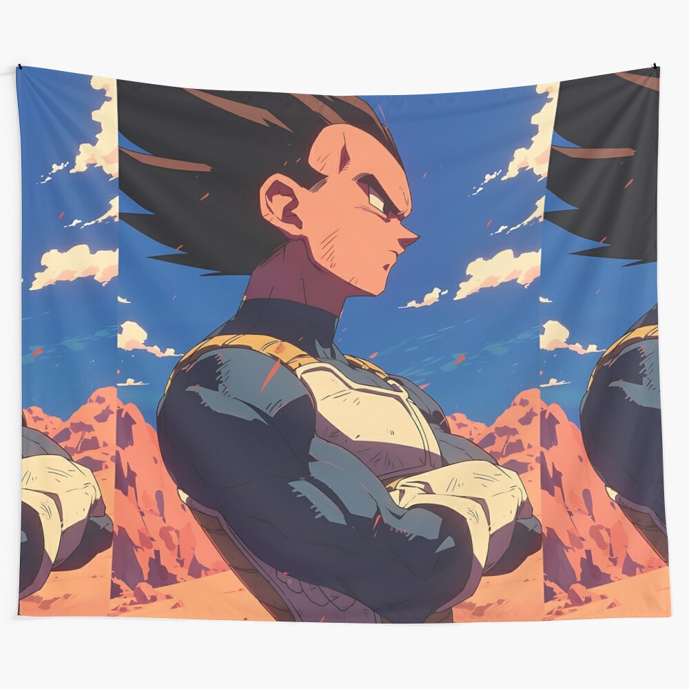 Vegeta Fanart Tapestry featuring the iconic Dragon Ball character in his Ultra Ego form