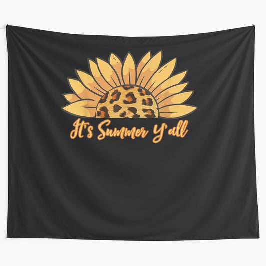 Leopard print sunflower tapestry with nature theme for summer decor