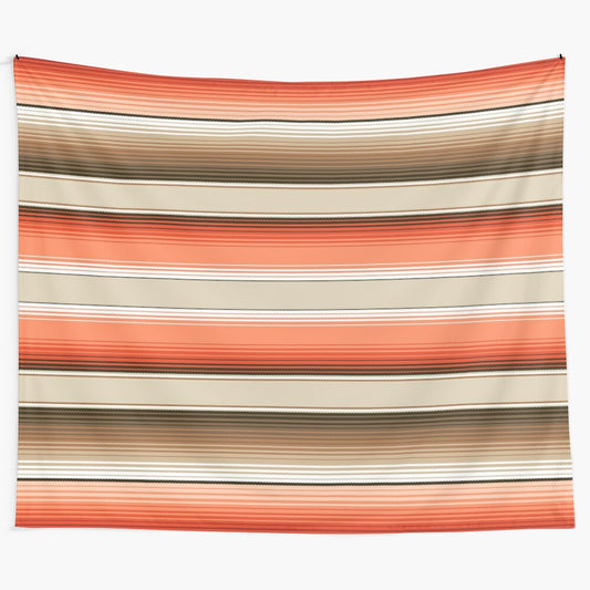 Southwestern serape blanket tapestry with navajo white, burnt orange, and brown stripes