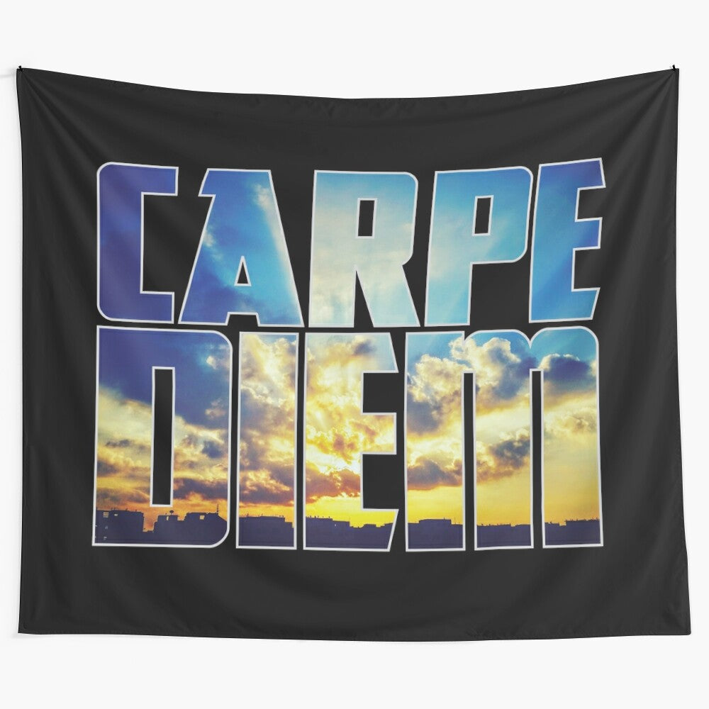 Carpe Diem Sunrise Typography Motivational Inspirational Tapestry