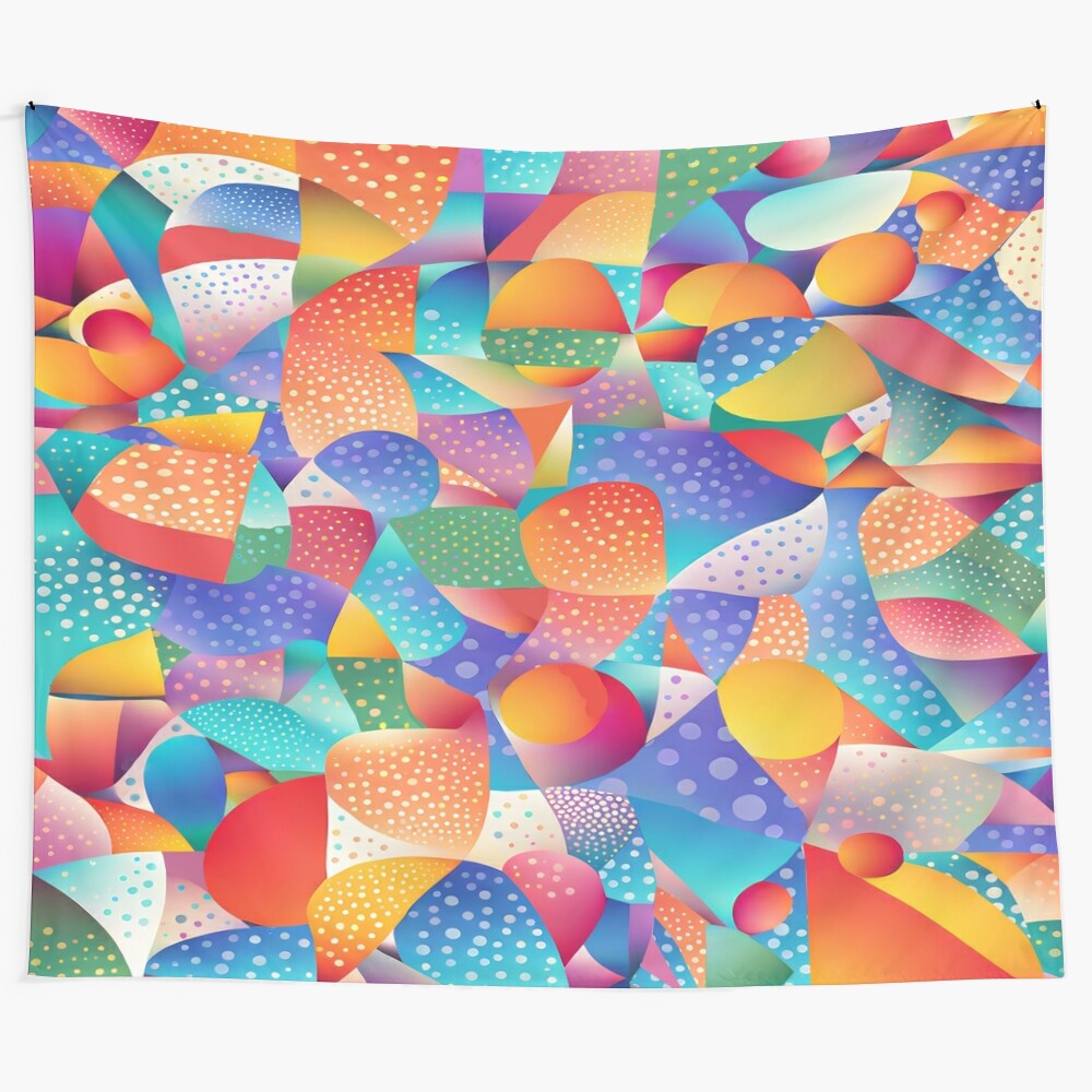 Sunset ocean waves tapestry with vibrant colors and abstract patterns