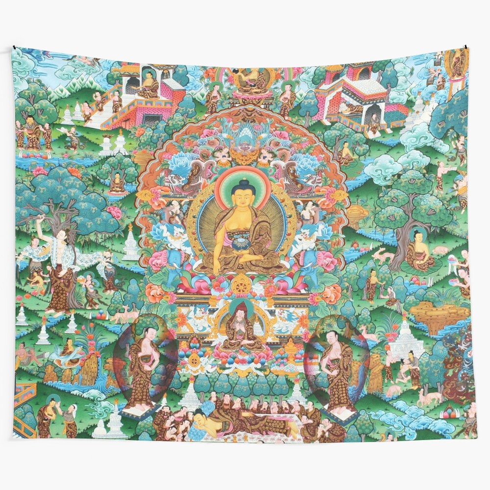 Mandala 83 Thangka Tapestry depicting the Life of Buddha