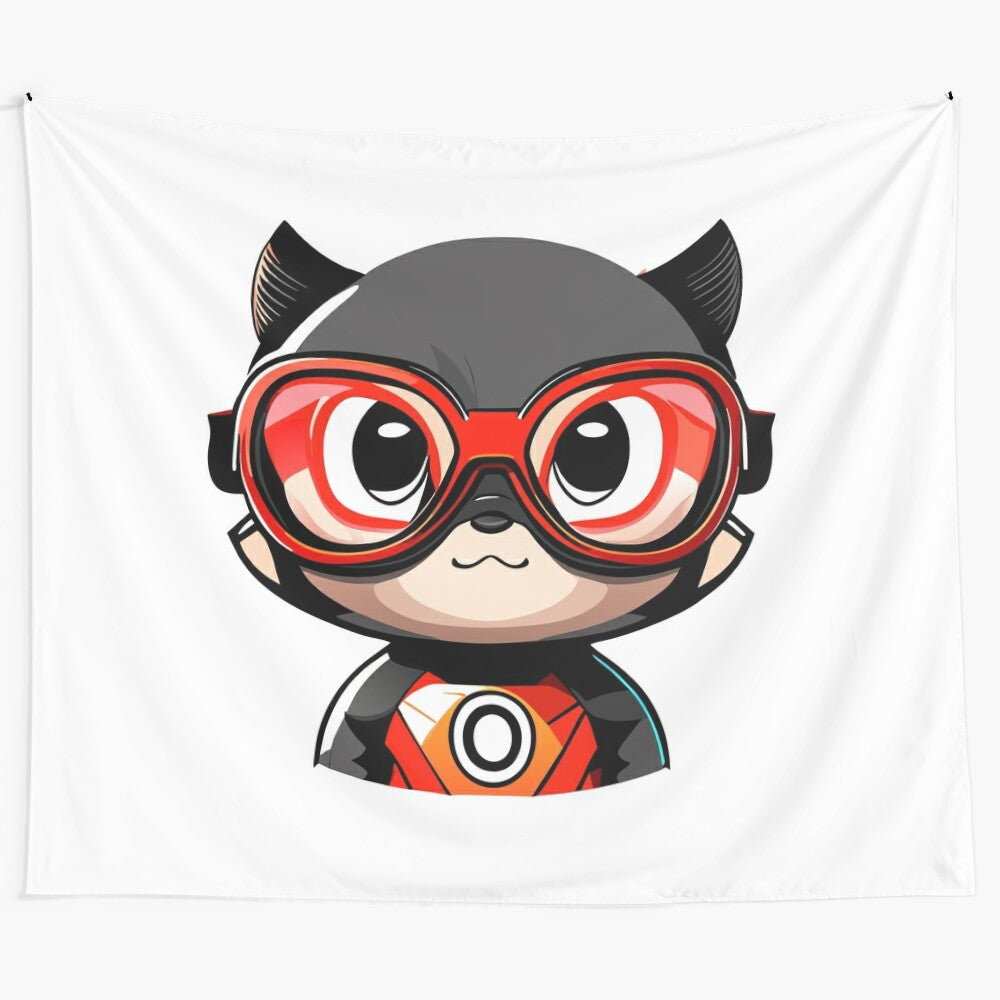 Cute Fox Superhero Wearing Glasses Tapestry