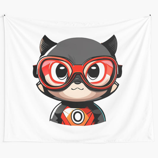 Cute Fox Superhero Wearing Glasses Tapestry