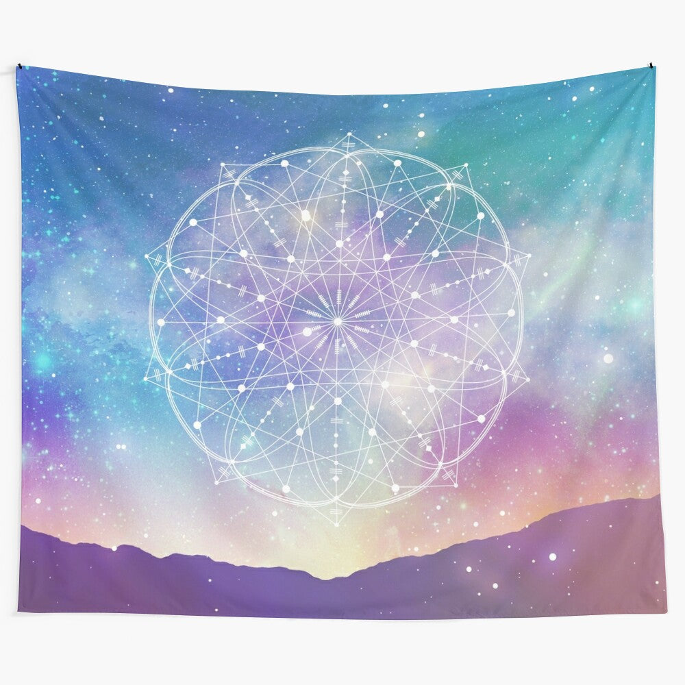 Interconnected Sacred Geometry Tapestry with Mandala and Flower of Life Patterns