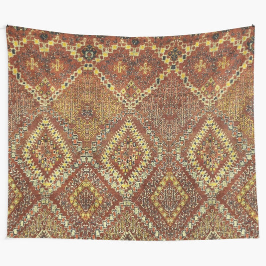 Moroccan-inspired tapestry with abstract, boho pattern