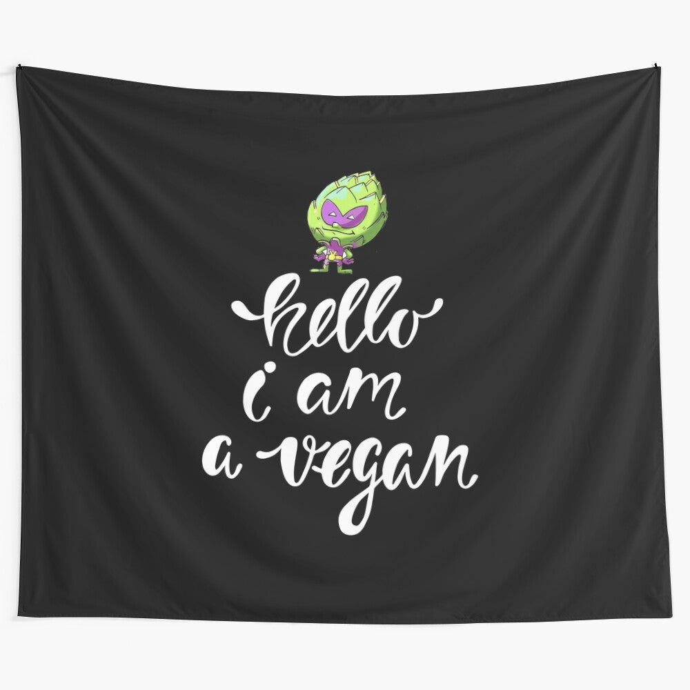 Vegan artichoke alien foodietoon superhero tapestry