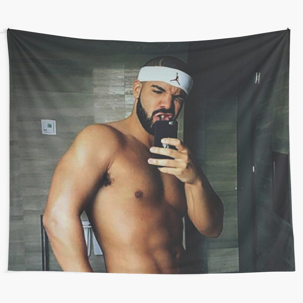 Drake-inspired shirtless tapestry featuring the popular musician