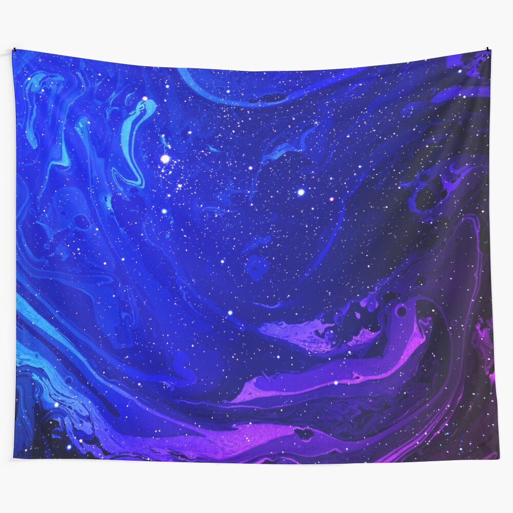 Marble Space Tapestry with Holographic Swirls and Cosmic Patterns