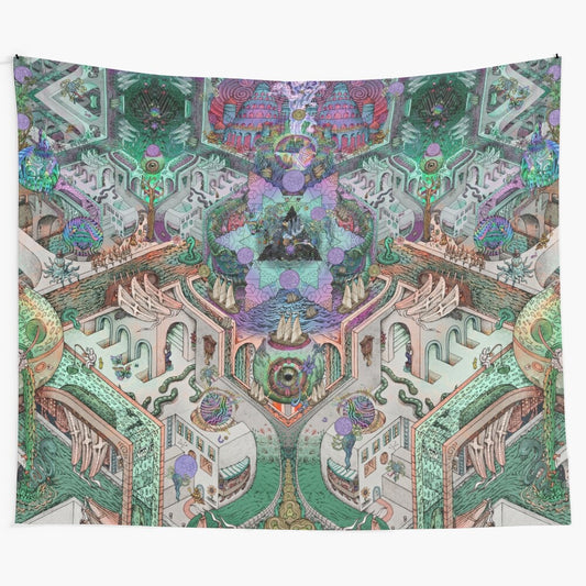 Infinity Nexus Tapestry featuring a captivating psychedelic and trippy design